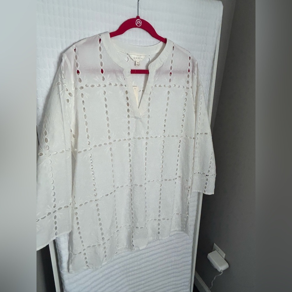 Elegant White Eyelet Women's Beach Cover Up/Top